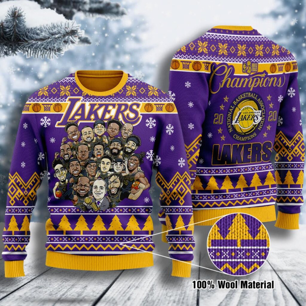 Chibi Los Angeles Lakers Nba Champions La Laker Nba Champion Ugly Christmas Sweater Wool Material