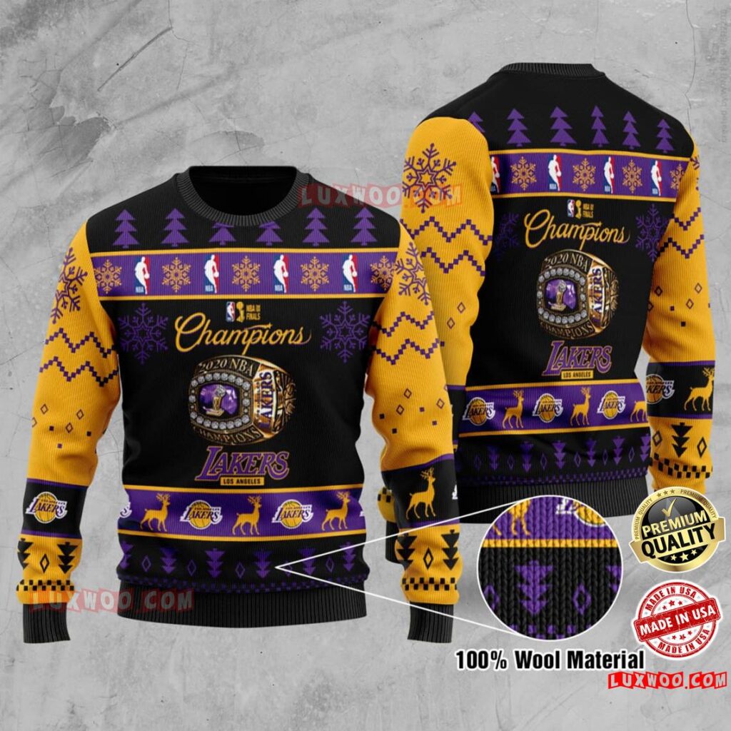 Los Angeles Lakers Nba Champions La Laker Nba Champion Ugly Christmas Sweater Wool Material
