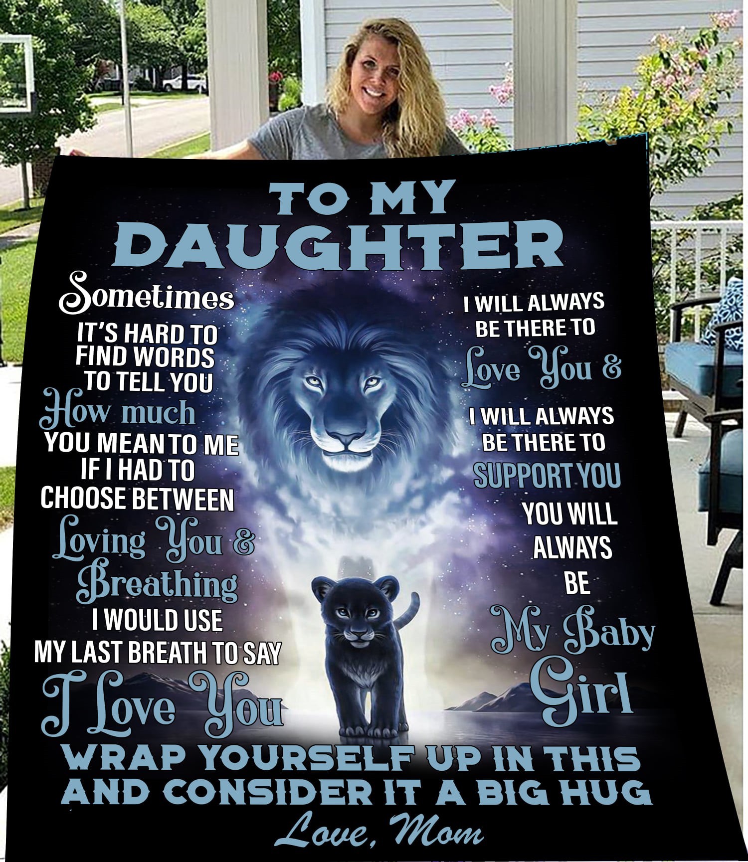 To My Daughter Love Mom Quilt Blanket