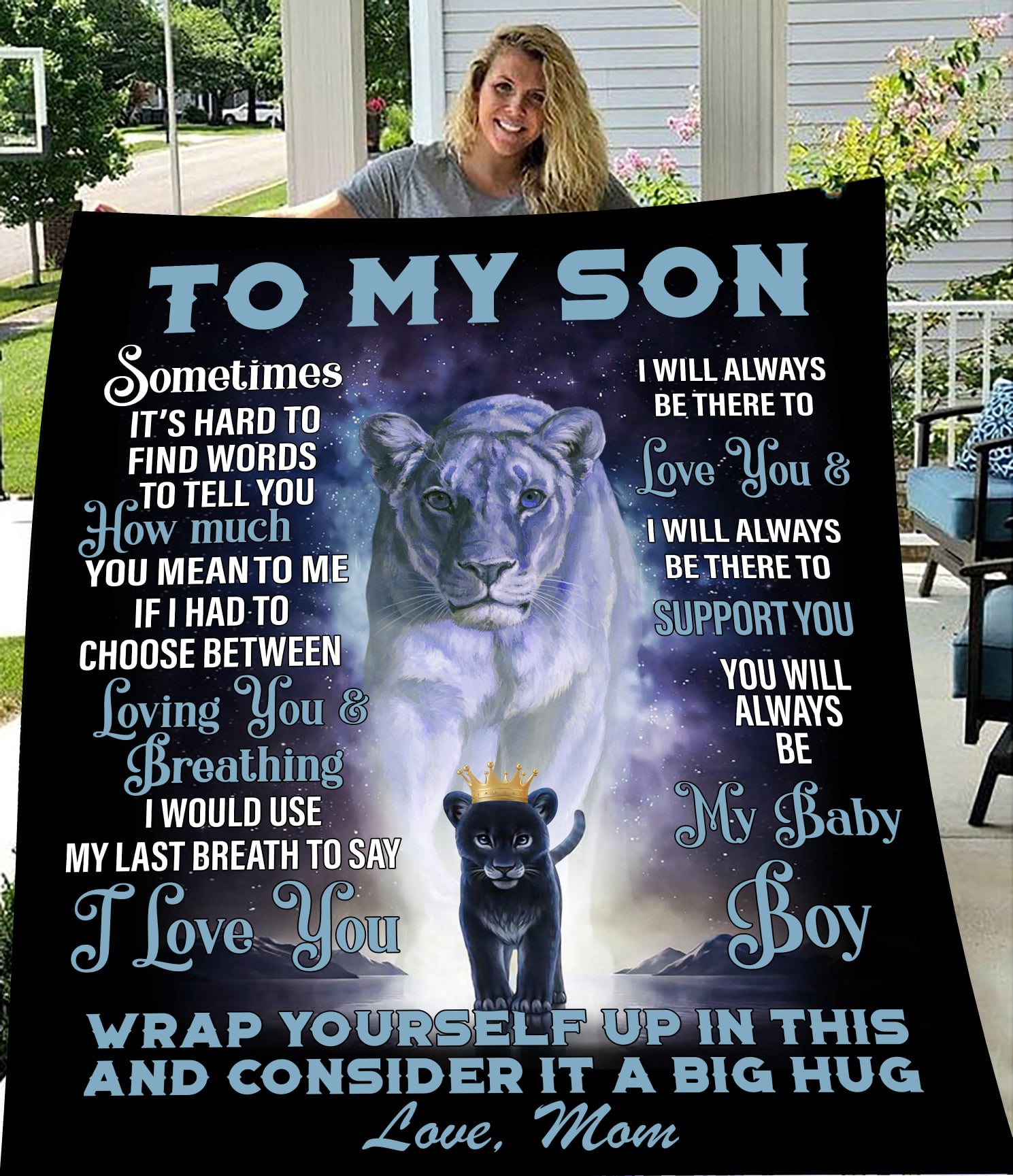 To My Son Love Mom Quilt Blanket