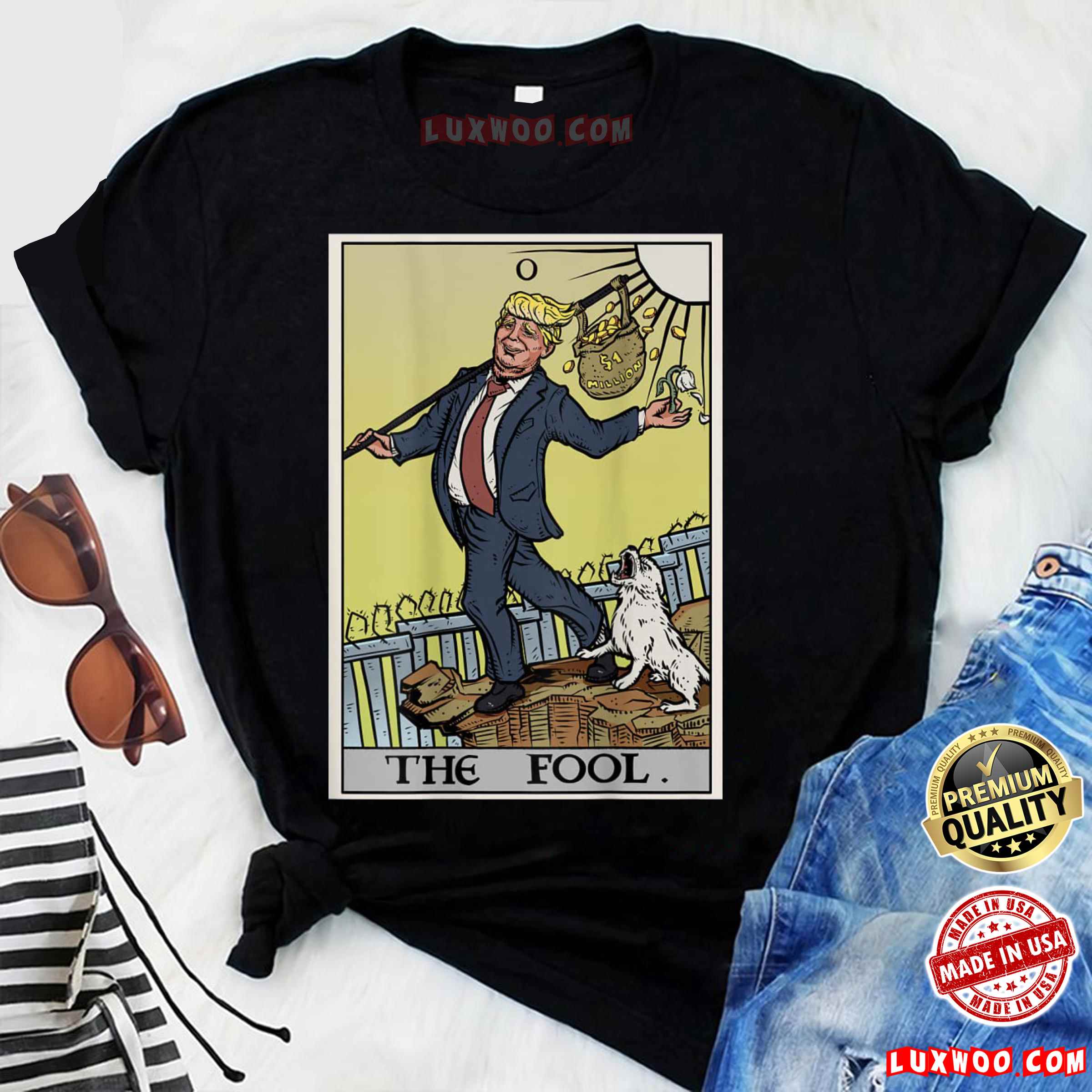 Funny Anti Donald Trump The Fool Tarot Democrat Back Print Tshirt
