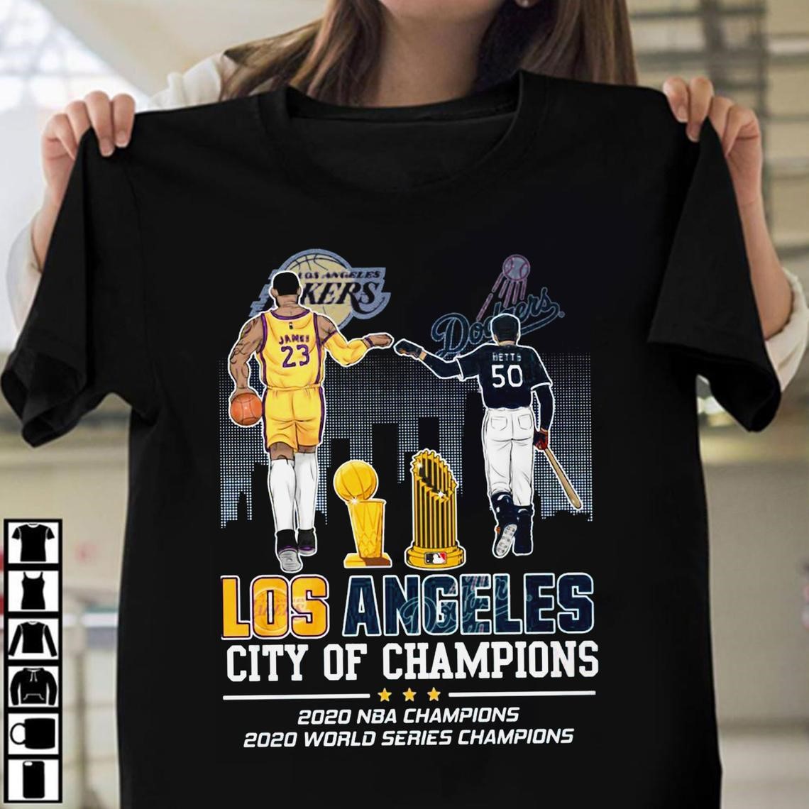 Lakers James And Dodgers Betts Los Angeles City Of Champions 2020 Nba Champions 2020 World Series Champions Shirt