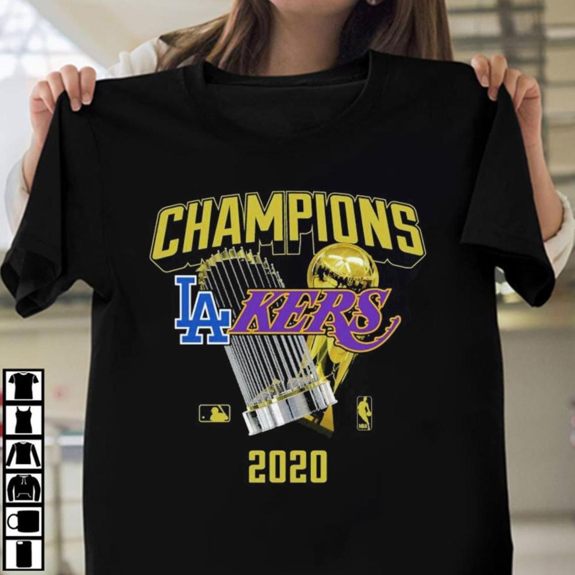 Los Angeles Dodgers Lakers 2020 World Champions Trophies Shirt 2020 World Champions Trophies