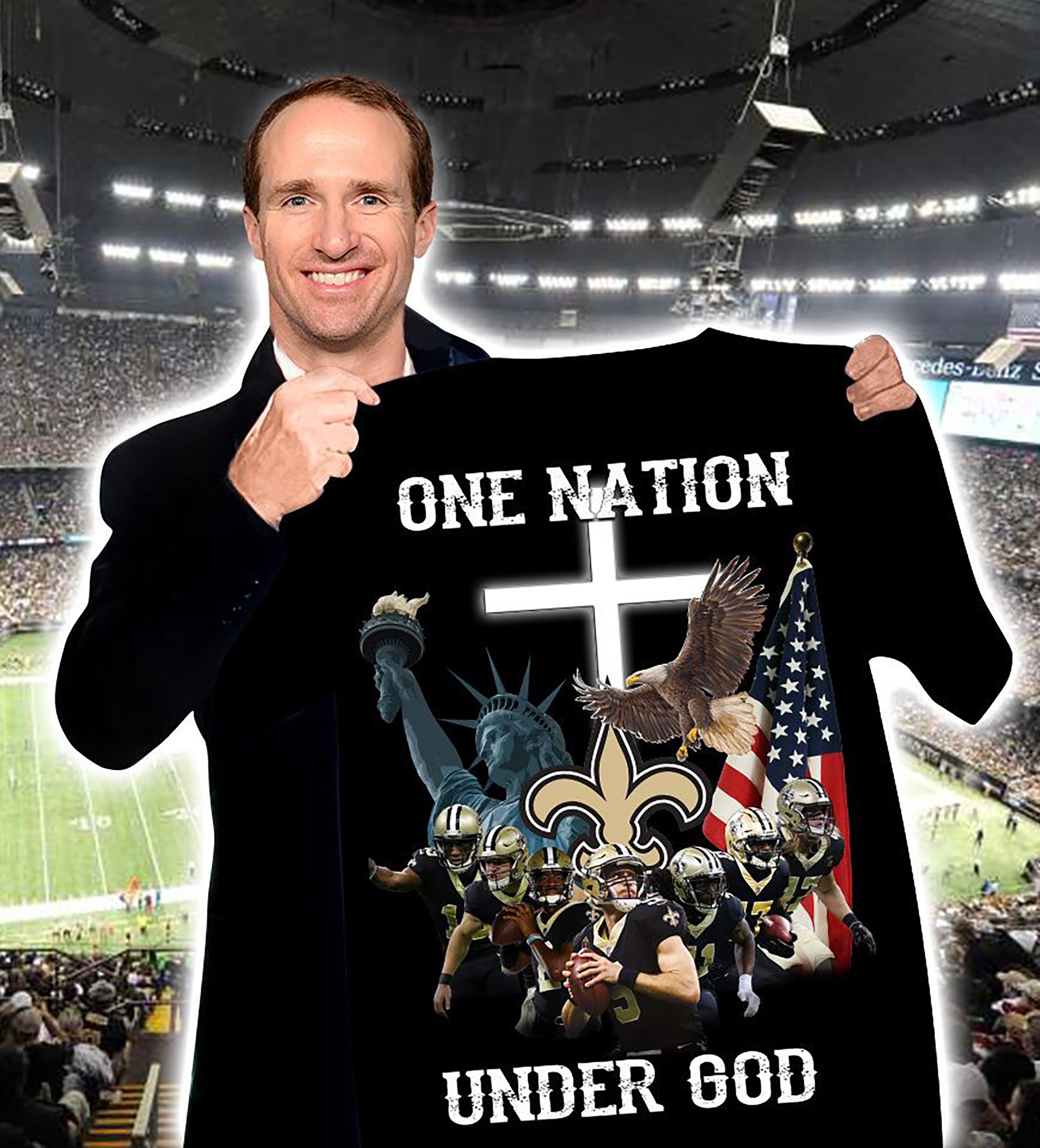 New Orleans Saints Nfl One Nation Under God T-shirt