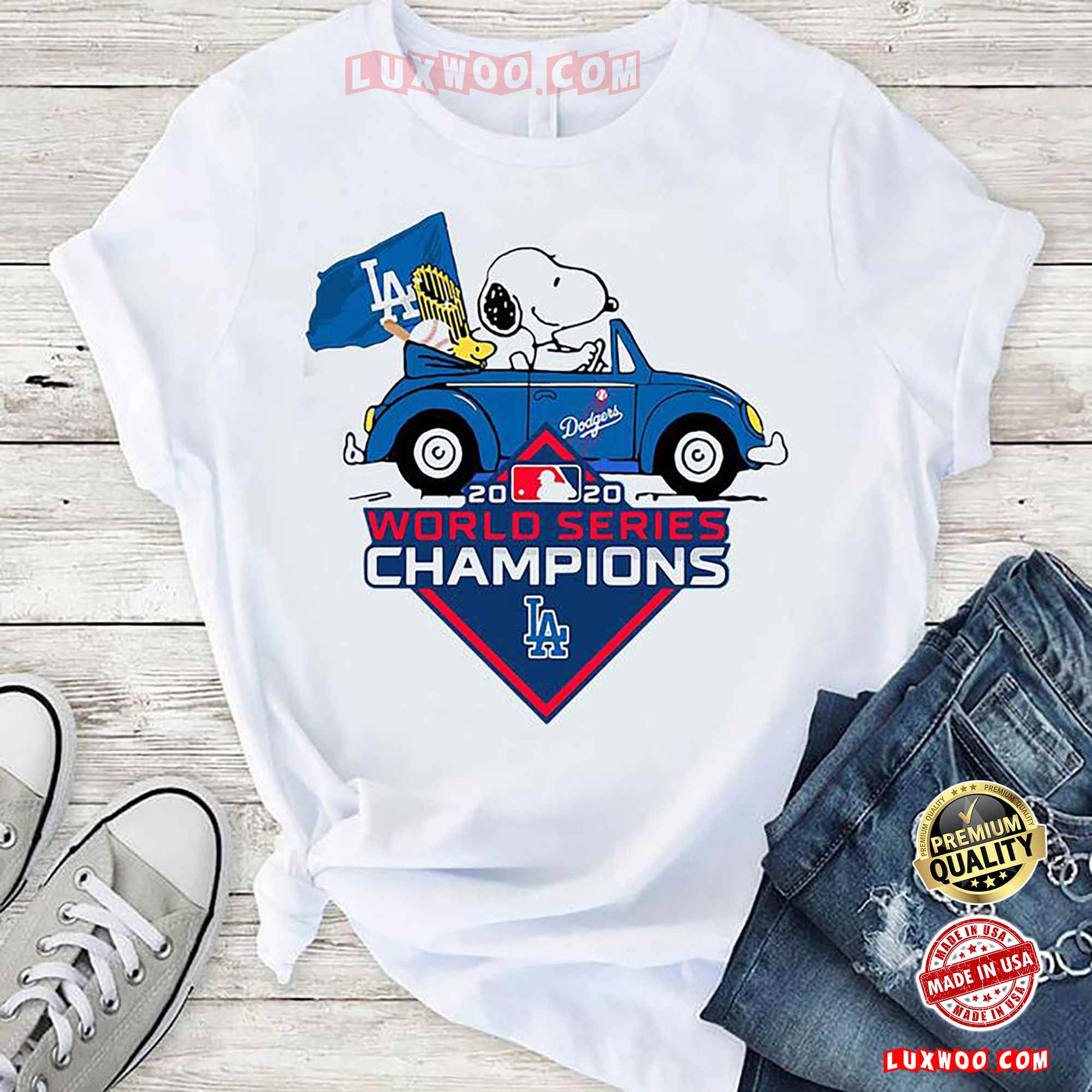 Snoopy And Woodstock Los Angeles Dodgers World Series Champions Shirt 2020
