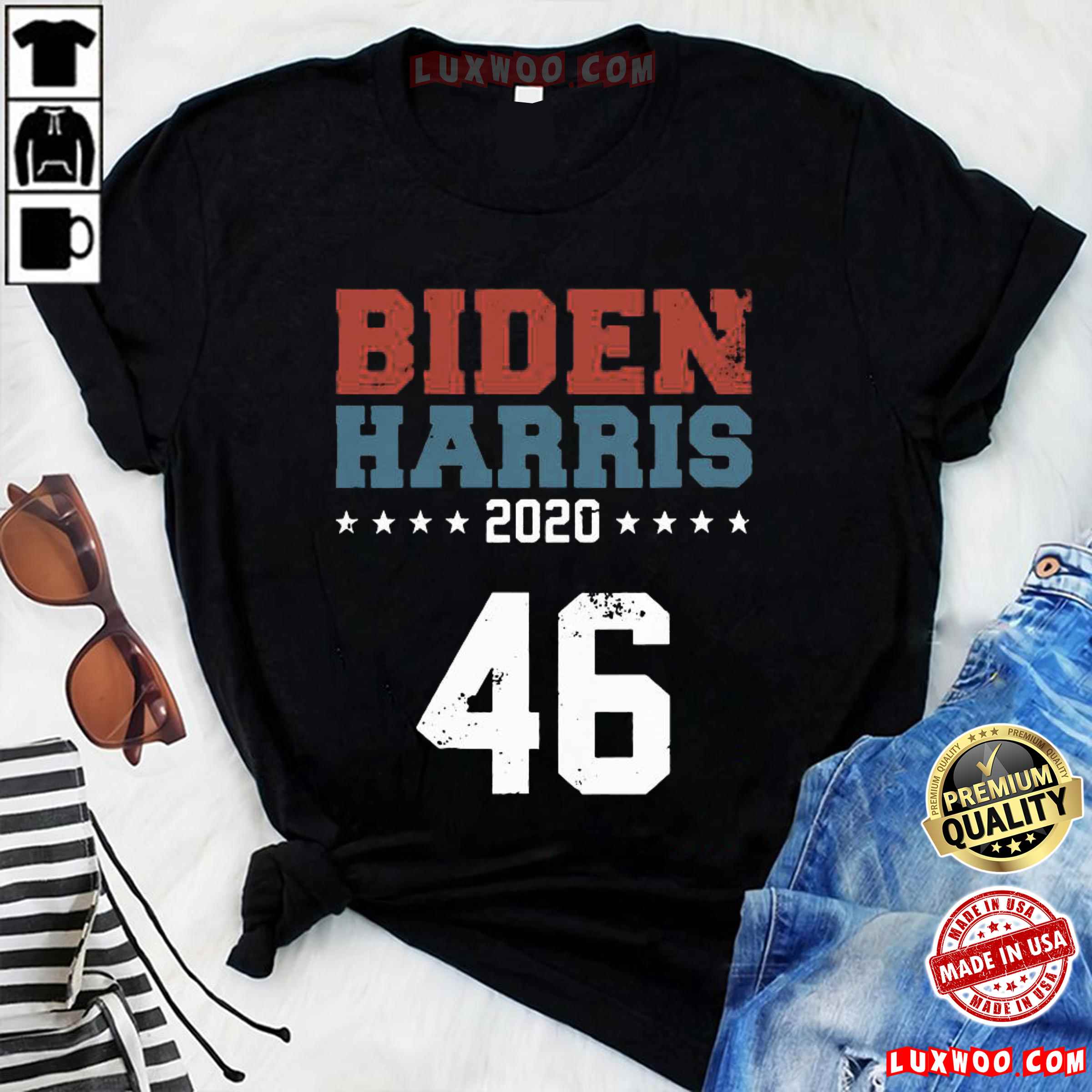 Top Biden Harris Shirt 2020 Distressed Jersey Style 46 President Shirt