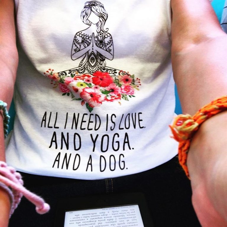 All I Need Is Love And Yoga And A Dog Girl Yoga Floral Shirts Plus Size Up To 5xl photo review