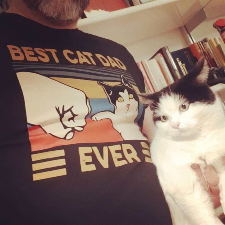 Best Cat Dad Ever Fist Bump With Cat Vintage Shirts Full Size Up To 5xl photo review