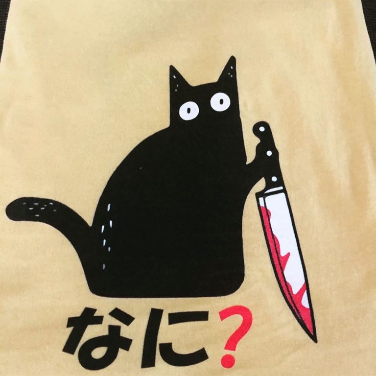 Cat Killer Bloody Knife Nani Japanese Characters Shirts Full Size Up To 5xl photo review