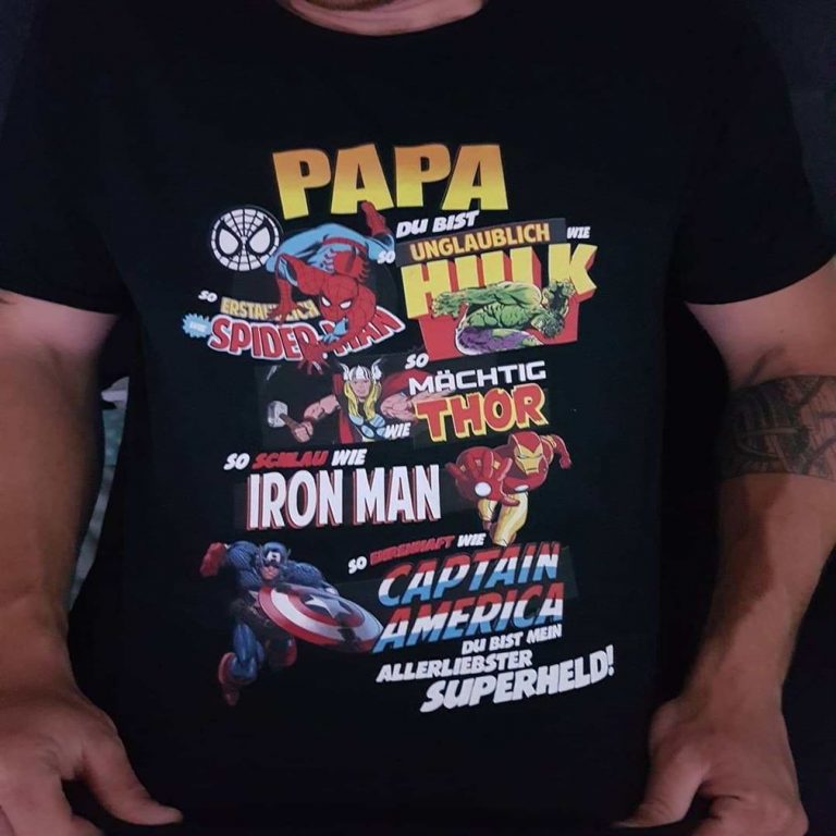 Papa Du Bist So Unglaublich Wie Hulk Spider-man Thor Marvel Shirts Plus Size Up To 5xl photo review