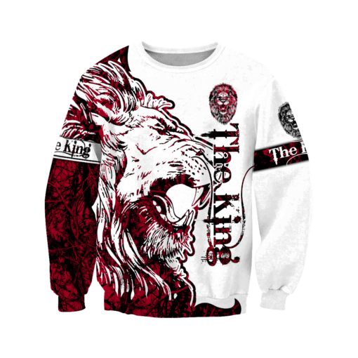 3D The Red Alpha King Lion Tattoo Over Printed Hoodie