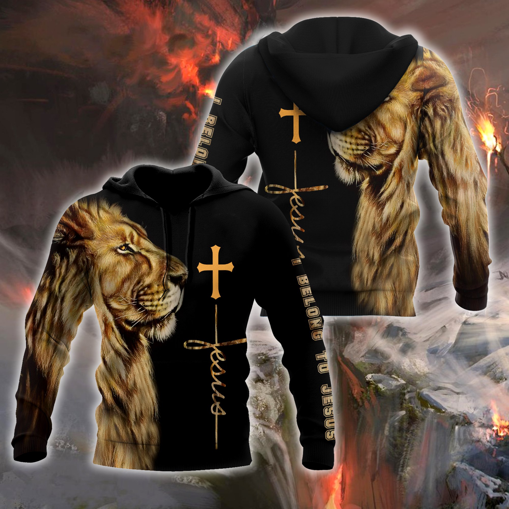 Lion belong to Jesus Over Printed Hoodie - Luxwoo.com