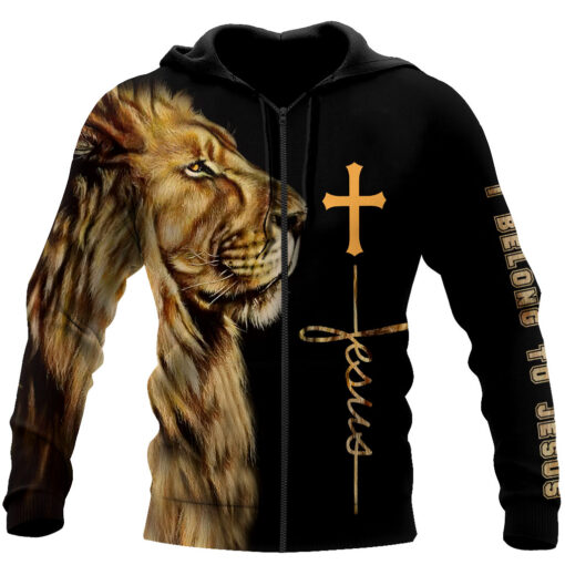 Lion belong to Jesus Over Printed Hoodie
