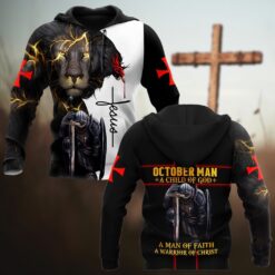 October Man A Child Of God A Man Of Faith A Warrior Of Christ 3D All Over Printed Shirts For Men and Women