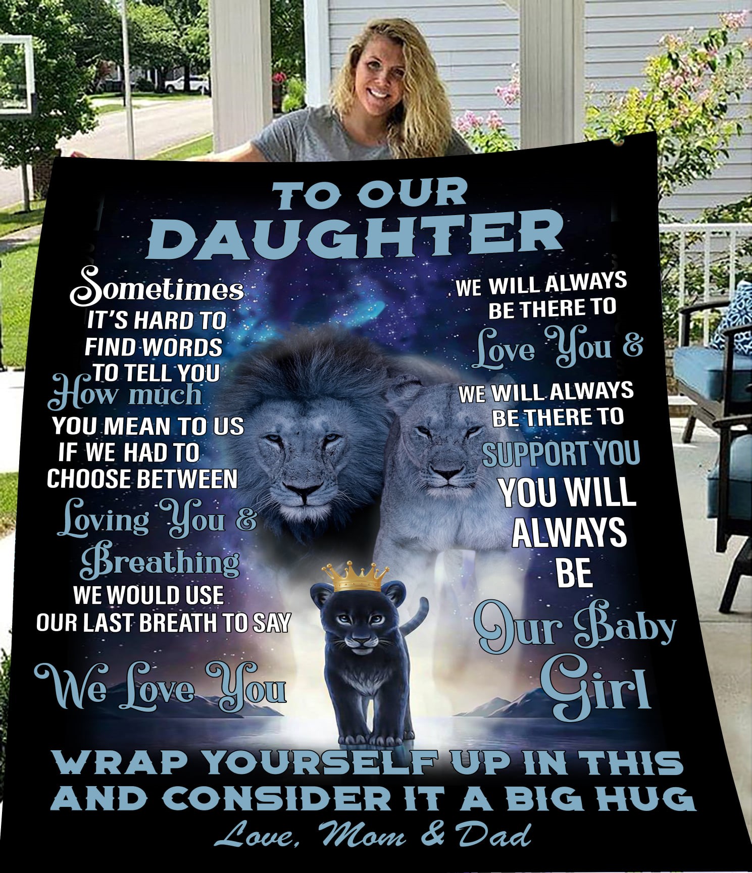 To My Daughter Love Mom And Dad Quilt Blanket