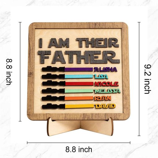 Personalized Daddy Plaque with Custom Lightsaber Child Names - Perfect Father's Day, Birthday Gift for Dad