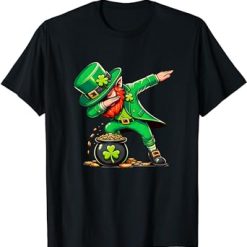 St Patricks Day Dabbing Leprechaun Boys Girls Men Dab Dance T-Shirt